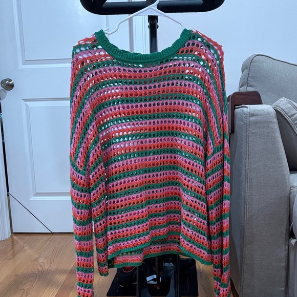 Pink Lily Sweaters - Pink Lily Vibrant Striped Sweater. Never Worn. Excellent Condition.